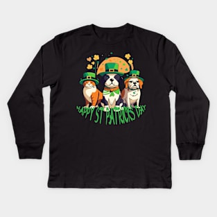 Lucky Paws: St. Pat's Pet Celebration Kids Long Sleeve T-Shirt